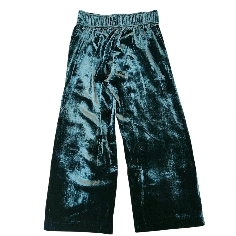 MADEWELL Women's Green Velvet Huston Pull On Wide‎ Leg Crop Pants Size XS